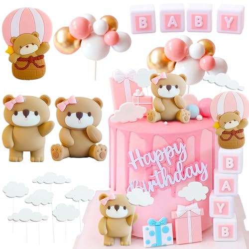 JeVenis Rosa BabyDusche Kuchen Dekoration Geschlecht Enthüllen Kuchen Dekoration Bär BabyDusche Party Supplies Teddybär Dekoration Teddybär Kuchen Topper von JeVenis