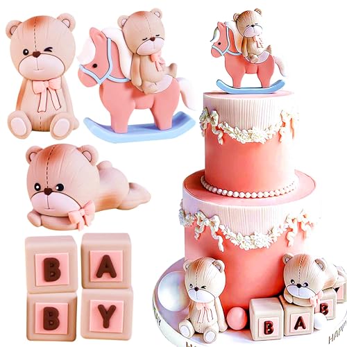 JeVenis Pink Dusche Kuchen Dekoration Teddybär Kuchen Topper Geschlecht Enthüllen Kuchen Dekoration Bär Dusche Party Supplies Teddybär Dekoration von JeVenis