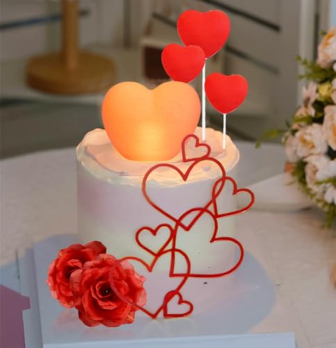 JeVenis Red Arlyic Heart Cake Topper Bear Love Cake Decortaion Valentine's Day Cupid Cake Topper von JeVenis