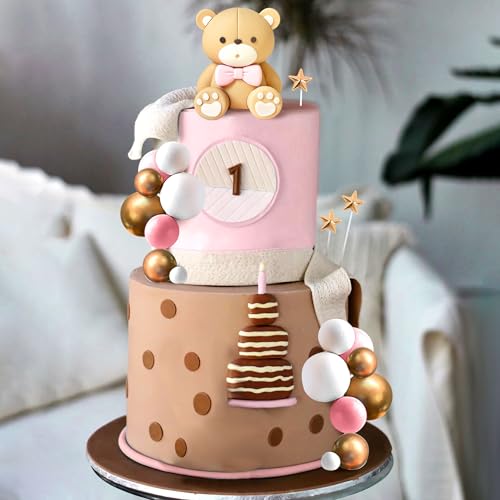 JeVenis Rosa Bär Tortendeko Baby Bär Baby Shower Cake Topper Bären Zug Kuchendeko Baby Shower Geburtstag Kuchen Dekoration von JeVenis