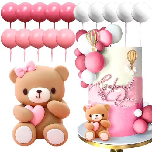 JeVenis Rosa Bär Tortendeko Baby Bär Baby Shower Cake Topper Bären Zug Kuchendeko Baby Shower Geburtstag Kuchen Dekoration von JeVenis