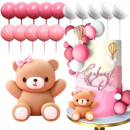 JeVenis Rosa Bär Tortendeko Baby Bär Baby Shower Cake Topper Bären Zug Kuchendeko Baby Shower Geburtstag Kuchen Dekoration von JeVenis