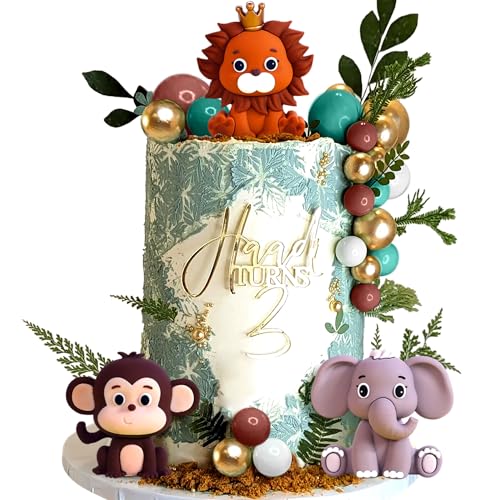 JeVenis Safari Baby Shower Tortendeko Safari Tiere Tortendeko Wild One Tortendeko Zwei Wild Cake Topper Giraffe Affe Cake Topper von JeVenis