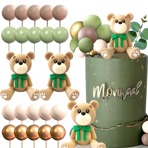 JeVenis Sage Green Baby Dusche Kuchen Dekoration Teddybär Kuchen Topper Geschlecht Enthüllen Kuchen Dekoration Bär Baby Dusche Party Supplies Teddybär Dekoration von JeVenis