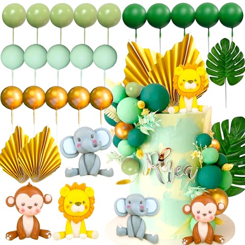 JeVenis Sage Green Tortendeko Tiere Kuchendeko Geburtstag Dschungel Geburtstag Deko Dschungel Themed Tortendeko für Geburtstag Party Mädchen von JeVenis