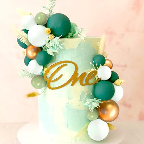 JeVenis Salbei Grün Erster Geburtstag Kuchendekoration Gold One Tortenaufleger Neutrales Partyzubehör Gender Reveal Party Zubehör von JeVenis