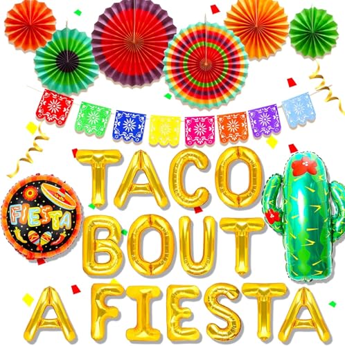 JeVenis Satz von 10 Taco Bout a Fiesta Luftballons Taco Bout a Party Dekoration Fiesta Banner Kaktus Dusche Dekoration Fiesta Dusche Dekorationen von JeVenis