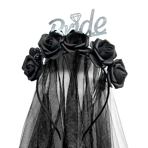 JeVenis Schwarz Braut zu sein Schärpe Goth Braut zu sein Stirnband Braut oder sterben Bachelorette Party Zubehör Bridal Shower Bachelorette Dekoration von JeVenis