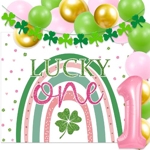 JeVenis St. Patricks Day First Birthday Decorations Girls Lucky One Birthday Party Decoration Lucky Irish First Birthday Supplies Lucky Balloon Letters Clover Balloons von JeVenis