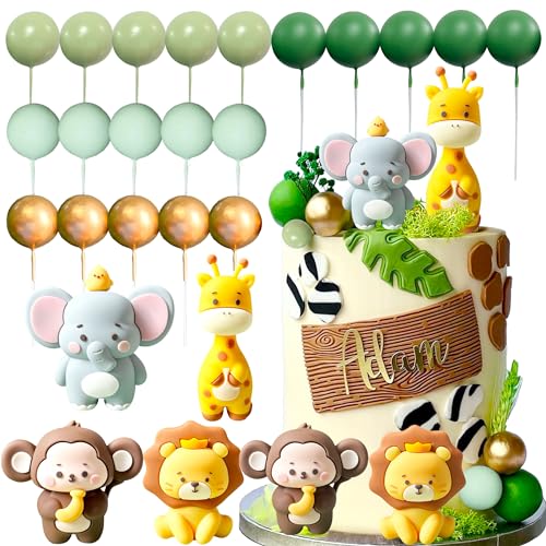 JeVenis Süße Dschungel Baby Shower Tortendeko Safari Tiere Tortendeko Wild One Kuchen Dekoration Zwei Wilde Kuchen Topper Giraffe Affe Cake Topper von JeVenis