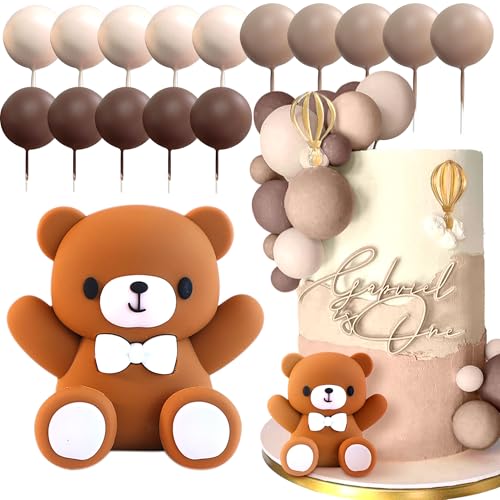 JeVenis Teddybär Kuchen Dekoration Bärenkuchendekoration Braune Kugeln Kuchentopper Boho Bären Torte Kuchendekoration Baby Shower Geburtstag Kuchendekoration von JeVenis