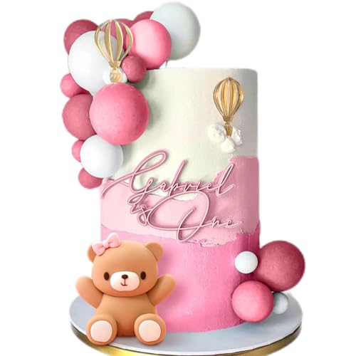 JeVenis Teddybär Kuchen Dekoration Tortendeko Taufe Junge Tortendeko Mädchen 1 Jahr teddy bär kuchendeko Teddybär Kuchen Dekoration für Hochzeit Baby Shower Geburtstag Party von JeVenis