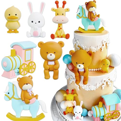 JeVenis Teddybär Tortendeko Tortendeko Taufe Junge Tortendeko Mädchen 1 Jahr Blau Tortendeko Teddybär Kuchen Dekoration für Hochzeit Geburtstag Party von JeVenis