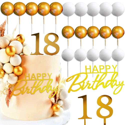 JeVenis Tortendeko 18. Geburtstag Mann Tortendeko 18 Geburtstag Frau Gold Kuchen Deko 18 für 18 Geburtstag Deko Decoration von JeVenis