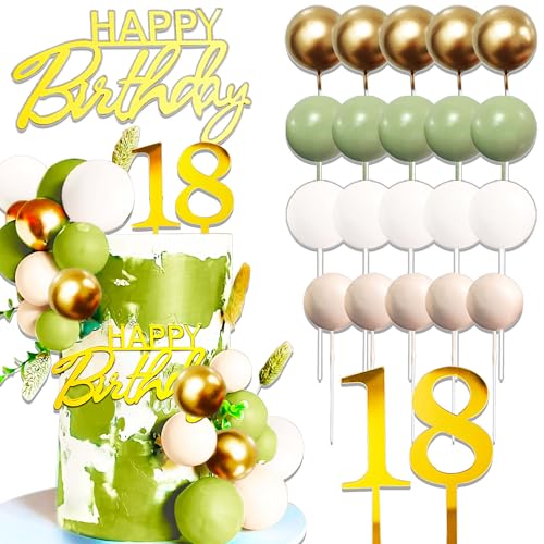 JeVenis Tortendeko 18. Geburtstag Mann Tortendeko 18 Geburtstag Frau Gold Kuchen Deko 18 für 18 Geburtstag Deko Decoration von JeVenis