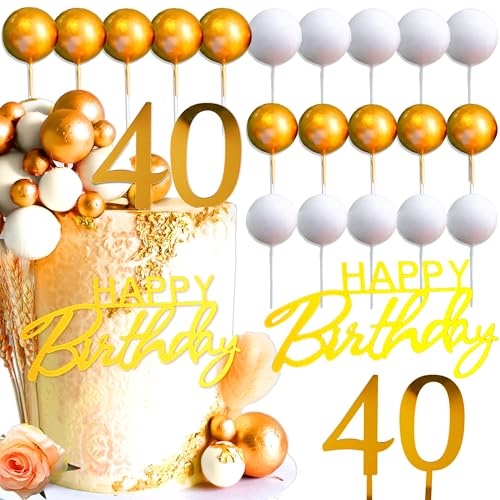 JeVenis Tortendeko 40. Geburtstag Mann Tortendeko 40 Geburtstag Frau Gold Kuchen Deko 40 für 40 Geburtstag Deko Decoration (40 Jahre) von JeVenis