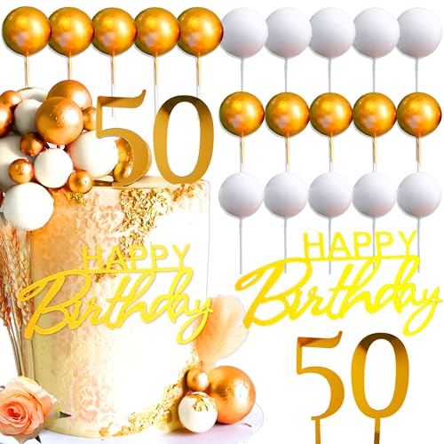 JeVenis Tortendeko 50. Geburtstag Mann Tortendeko 50 Geburtstag Frau Gold Kuchen Deko 50 für 50 Geburtstag Deko Decoration (50 Jahre) von JeVenis