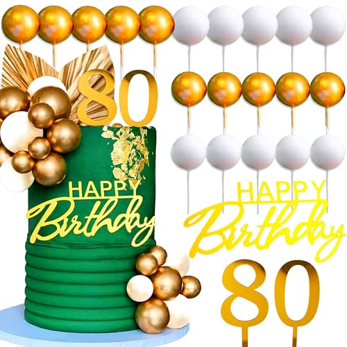 JeVenis Tortendeko 80. Geburtstag Mann Tortendeko 80 Geburtstag Frau Gold Kuchen Deko 80 für 80 Geburtstag Deko Decoration (80 Jahre) von JeVenis