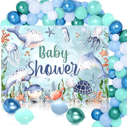 JeVenis Unter dem Meer Willkommen Baby Banner Ballons Girlande Babydusche Dekorationen Ocean Animals Willkommen Baby Party Dekorationen Meerestiere Meerjungfrau Partyzubehör von JeVenis