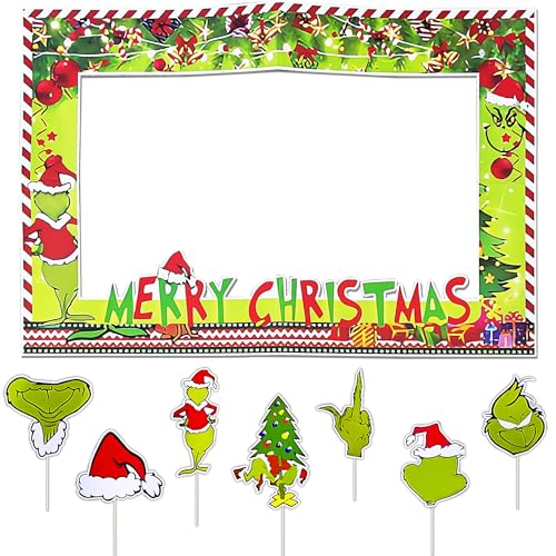 JeVenis Weihnachten Fotorahmen Weihnachten Party Stand Requisiten Rahmen Weihnachten Foto Requisiten Fröhliche Weihnachten Photo Booth Fröhliche Weihnachten Party Supplies Weihnachtsfeier Dekoration von JeVenis