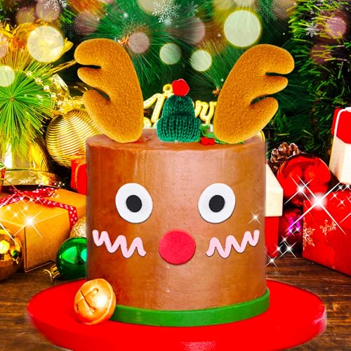 JeVenis Weihnachten Tortenaufleger Weihnachtsdeko torte Weihnachten Party Supplies Braune Rentier Hirsch Tortendekoration Hirschgeweih Tortendekoration von JeVenis