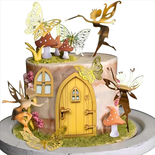 JeVenis Woodland Fairy Cake Dekoration Pilz Tortendeko Fee Kuchen Dekoration Garten Fee Kuchen Dekoration Fairy Party Supplies Fairy Party Favors von JeVenis