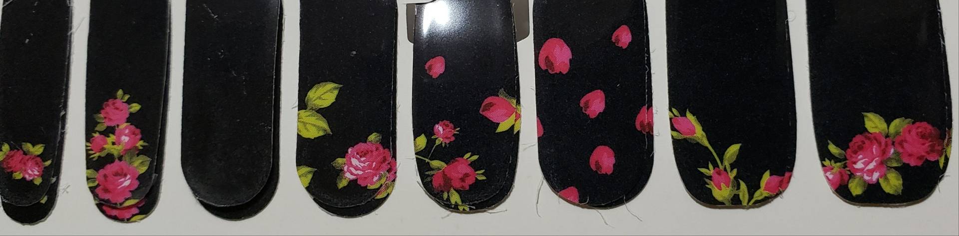 Jr Schwarz Mit Rosa Rosen Nail Wrap Streifen Aufkleber Wasserdicht Selbstklebend Diy Maniküre Kit | 16 Tipps von JeaniRo