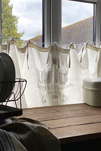 Jeanne d'Arc Living Scheibengardine Kurzgardine Bistrogardine Gardine 'Bretel' 50 x 140 cm (HxB) mit Aufdruck Leinen Landhaus Shabby French Vintage Nostalgie von Jeanne d'Arc Living