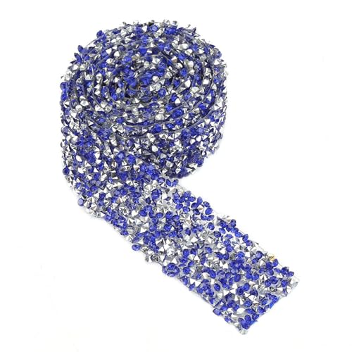 Jeanoko 1 Stück 1 Yard 30 Mm Glitzerndes Strass-Diamant-Netzband, Wickelrolle, Glitzerndes Kristall-Strassband für Hochzeitsdekorationen, Partyzubehör (Dunkelblau) von Jeanoko