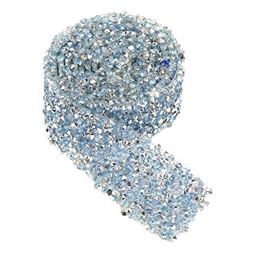 Jeanoko 1 Stück 1 Yard 30 Mm Glitzerndes Strass-Diamant-Netzband, Wickelrolle, Glitzerndes Kristall-Strassband für Hochzeitsdekorationen, Partyzubehör (Hellblau) von Jeanoko