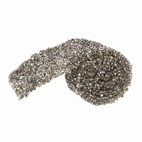 Jeanoko 1 Stück 1 Yard 30 Mm Glitzerndes Strass-Diamant-Netzband, Wickelrolle, Glitzerndes Kristall-Strassband für Hochzeitsdekorationen, Partyzubehör (Transparentes Grau) von Jeanoko