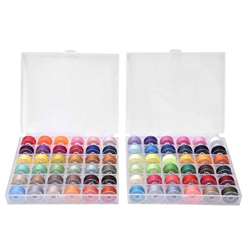 Nähgarn, DIY Nähen Nähmaschinenzubehör Unterfaden Nähgarn Praktisch mit Box für Zuhause(72-color bobbin thread 2 boxes) von Jeanoko