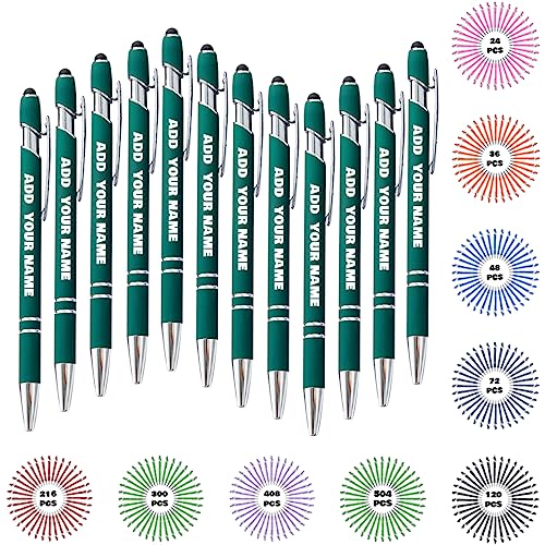 JeathFea 500 Stück Personalisierbarer Kugelschreiber, Personalisierter Metall Stift mit Stylus, Kugelschreiber mit Namen, Wunschtext Gravur Geschenk für Frauen Männer von JeathFea