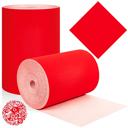 Chinese Spring Red Xuan Paper 6,7 Zoll x 100 m Rolle Blank Dicke Chinesische Paare Chunlian Papier Chinesische Frühling Festival Schriftrollen für Neujahr Kalligraphie Reis Party Dekoration von Jecery