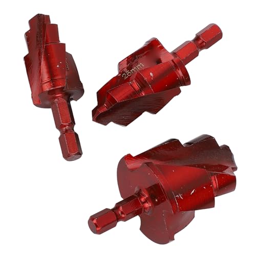 3 Stück PPR Heben abgestuften Bohrer Reibahle Bohrer für Wasser Rohr Rohr Reparatur, 1/4 Zoll Sechskant-Schaft 15-19mm 18-24mm 24-31mm Heben abgestuften Bohrer Reibahle Bohrer, rot von Jectse