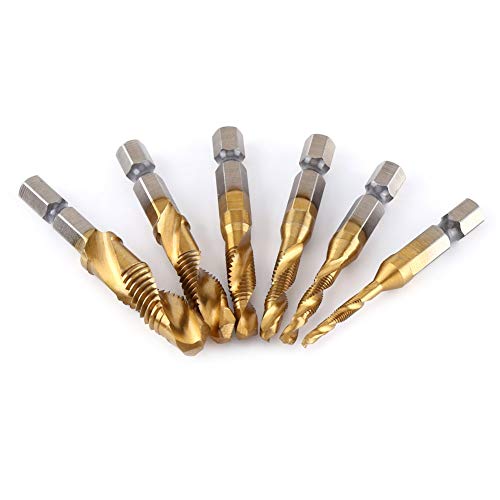 Gewindebohrer，Jectse 6pc M3-M10 1/4" Sechskantschaft Schnellarbeitsstahl Spiralnut Gewindebohrer Senkbohrer Gewindebohrer Satz von Jectse