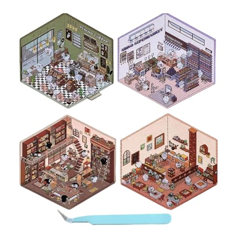 4 Sets 3d Scene Stickers, 3d Sticker Scene, 3d House Stickers, Sticker Scenes for Adult Kids (A) von Jeeeun