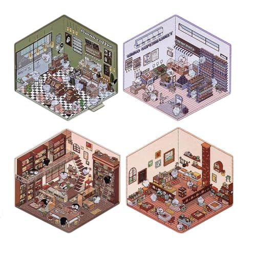 Diy 3d House Stickers, 3d Sticker Scene, Cute Cartoon Scene Stickers for Adult Kid (122 * 131mm A) von Jeeeun