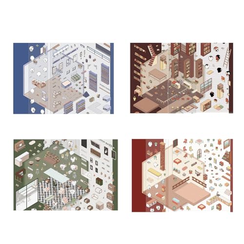 Diy 3d Sticker Scene, 3d Sticker Scene, 3d Miniature Scene Stickers, Sticker Scenes for Adults, Cute Cartoon Scene Stickers (A) von Jeeeun