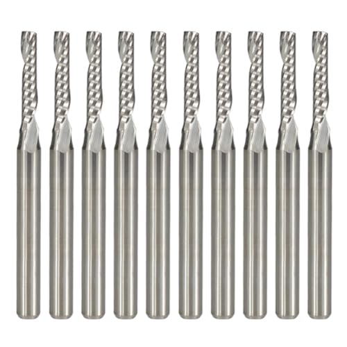 Jeenuuder 10 CNC-Router-Bits, flache Spitze aus Karbid, CNC-Router-Bits aus versilbertem Wolframstahl für Holz, PVC, MDF, Hartholz von Jeenuuder