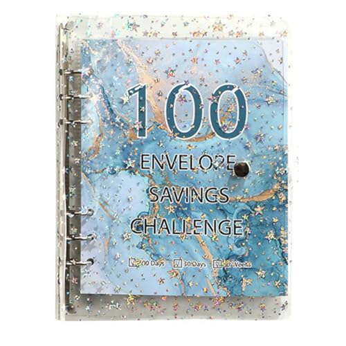 Jeenuuder 100 Stück Challenge Binder Sparordner für Save 5050 mit Geldumschlägen für die Budgetplanung, Blau von Jeenuuder