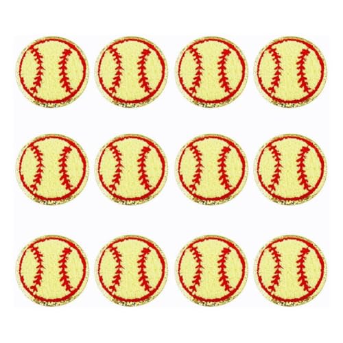 Jeenuuder 12 Baseball-Patches mit goldenen , Baseball-Applikationen zum Aufbügeln als Illustration, aus Acrylfaser, für die Reparatur von Kleidung, DIY. von Jeenuuder