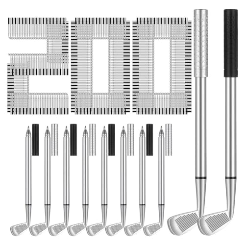 Jeenuuder 200 Stück Golf-Kugelschreiber, Dekorative Golfschläger-Stifte für Bürokollegen, Bürobedarf, Schwarz + Silber, Langlebig, Einfach zu Verwenden, Gut Verarbeitet von Jeenuuder