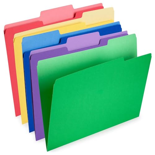 Jeenuuder 30 Stück bunte Ordner für Dateien, bunt, Briefformat (20,5 x 28,9 cm, 1/3 Reiter, 5 Farben) von Jeenuuder