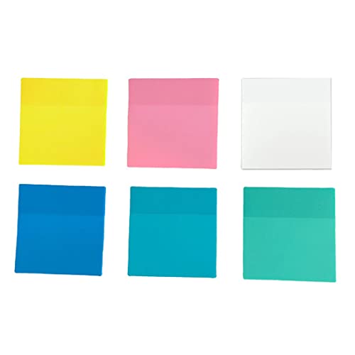 Jeenuuder 300 Blatt Wasserdicht PET Transparent Sticky Notes Daily To Do List Note Paper für Studenten Office, 6 Farben, 3 x 3 von Jeenuuder