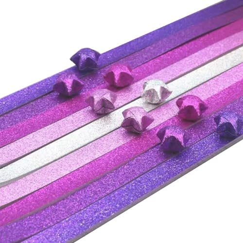 Jeenuuder 520 Blatt Glitzerpapier, faltbar, in Sternform, Papierstreifen, Dekoration für Sterne, Faltpapier für Bastelarbeiten, einfach zu verwenden, Violett von Jeenuuder