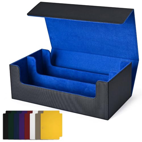 Jeenuuder Aufbewahrungsbox für Sammelkarten, Kartenetui, Magnetverschluss, Kartenhalter für Magnetkarten, Blau + Schwarz von Jeenuuder