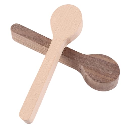 Jeenuuder Set mit 2 Holzschnitzlöffeln aus unbehandeltem Buchenholz + Walnuss, Bleich-Set aus Holz, für Kinder, Anfänger, einfach zu bedienen, Gesamtlänge ca. 16,1 cm von Jeenuuder