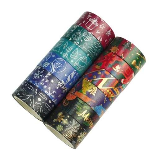 Jeenuuder Washi-Klebeband, Weihnachten, 12 Rollen, Winterverschönerung, für Kunst, Basteln, DIY von Jeenuuder