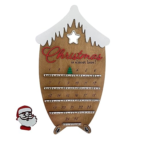 Jeenuuder Weihnachtsdekoration für Countdown-Kalender aus Holz, wiederverwendbar, 11,8 Zoll, Weihnachtsmannbart, Typ C von Jeenuuder